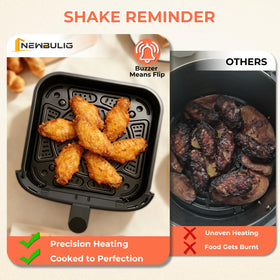 NEWBULIG Air Fryer fits 8-inch pizza or large steak.