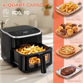 NEWBULIG Air Fryer digital touchscreen with eight presets for easy meals.