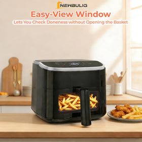 NEWBULIG Air Fryer shake reminder helps even cooking.