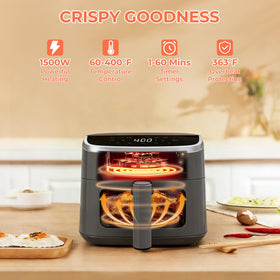 NEWBULIG Air Fryer fits 8-inch pizza for quick apartment meals.