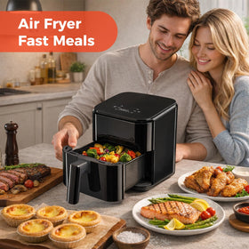 NEWBULIG air fryer auto shutoff feature provides safe, unattended cooking.