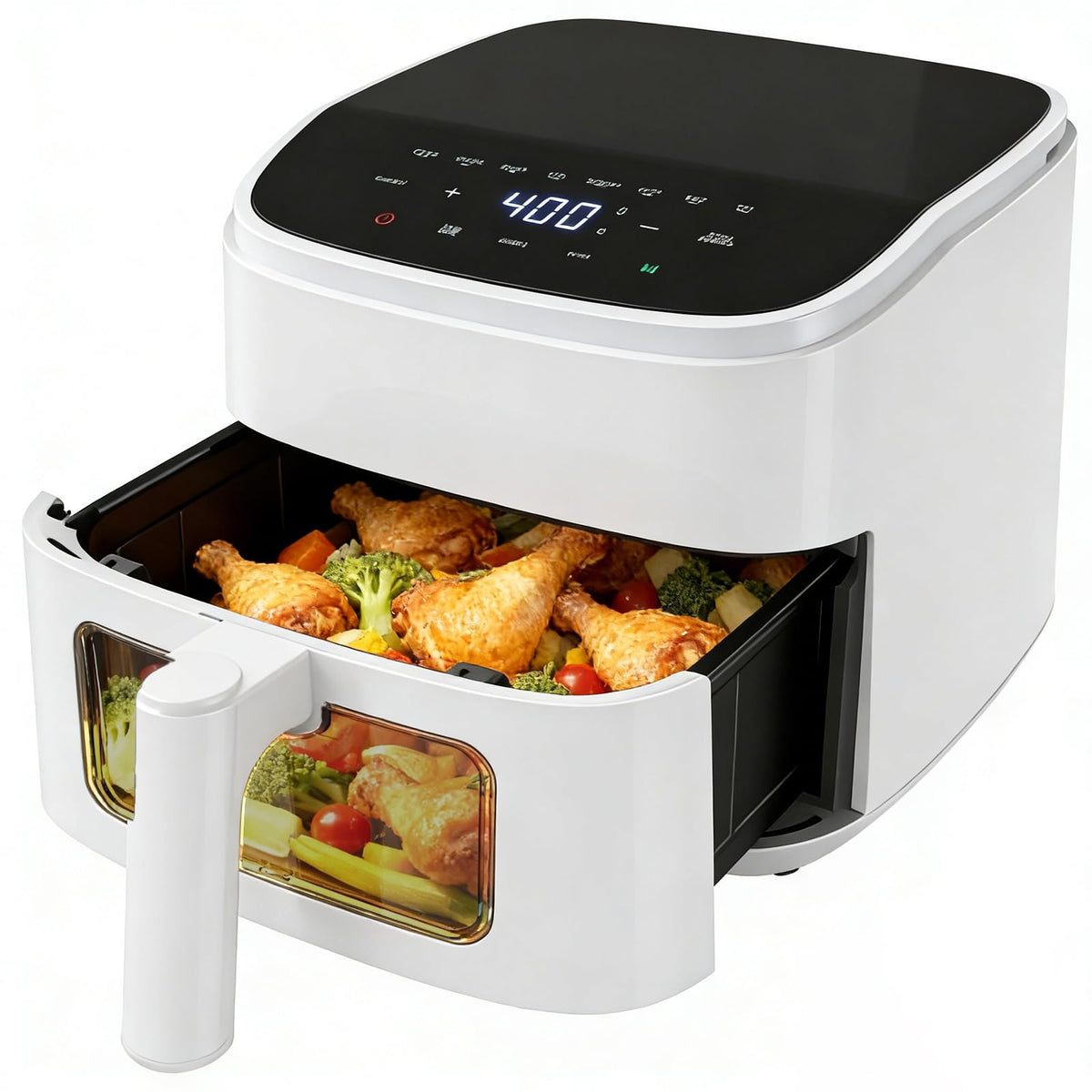 NEWBULIG Air Fryer compact front view shows 4QT design for small spaces