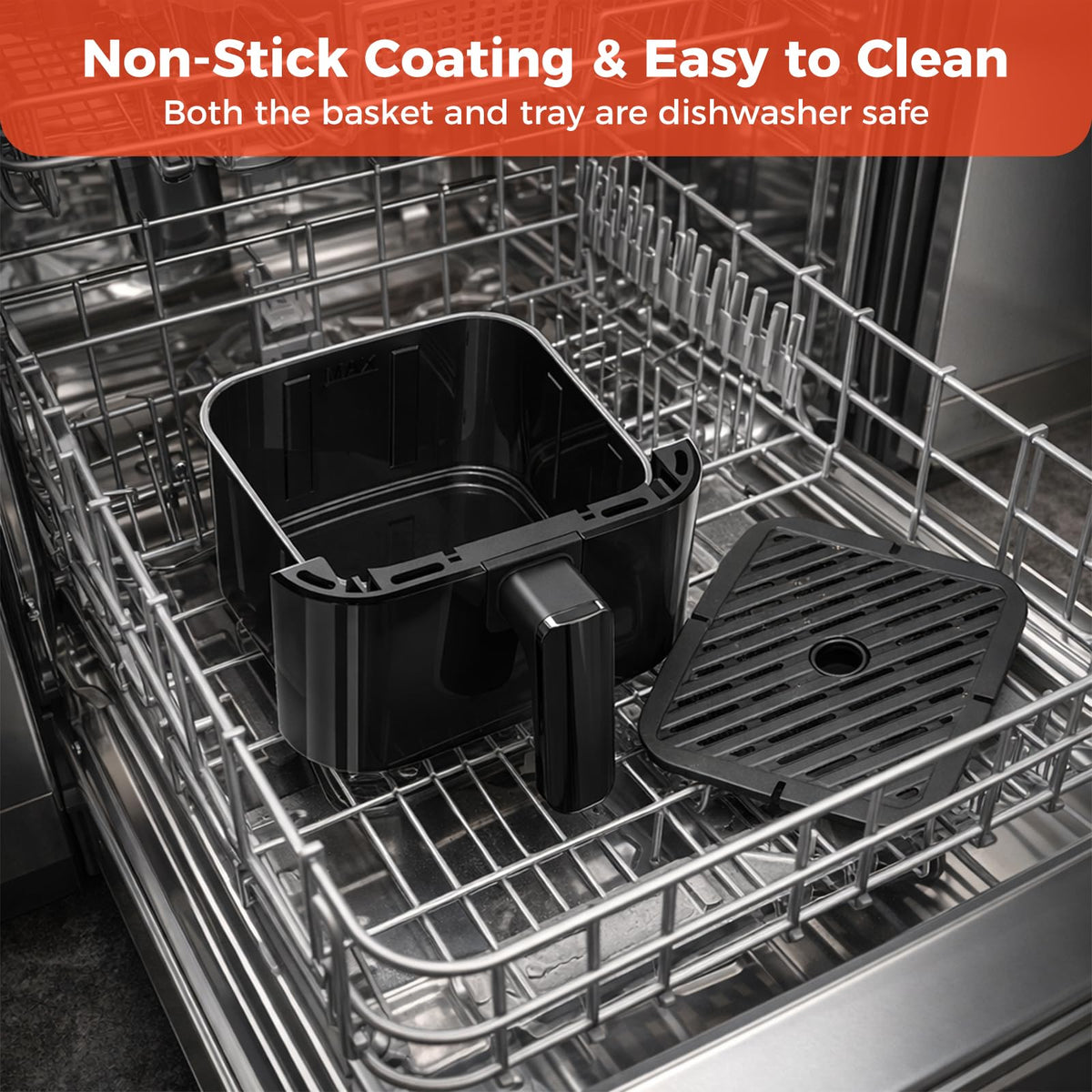NEWBULIG air fryer on a tidy countertop, illustrating compact, ready-to-use setup for small spaces.