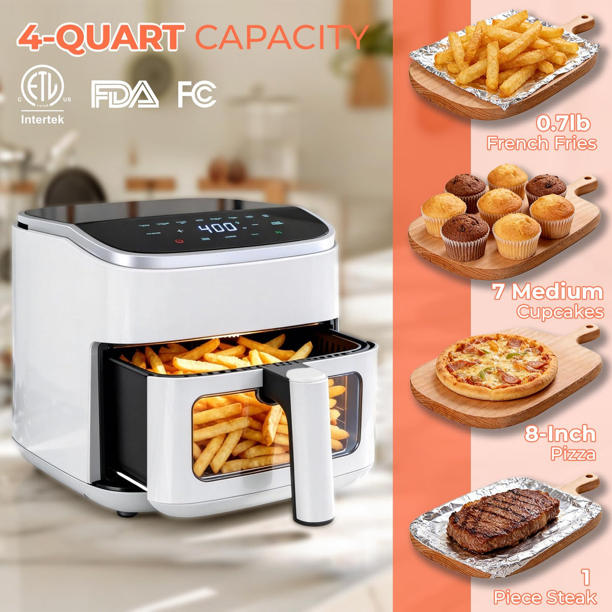 NEWBULIG Air Fryer digital touchscreen enables precise control.