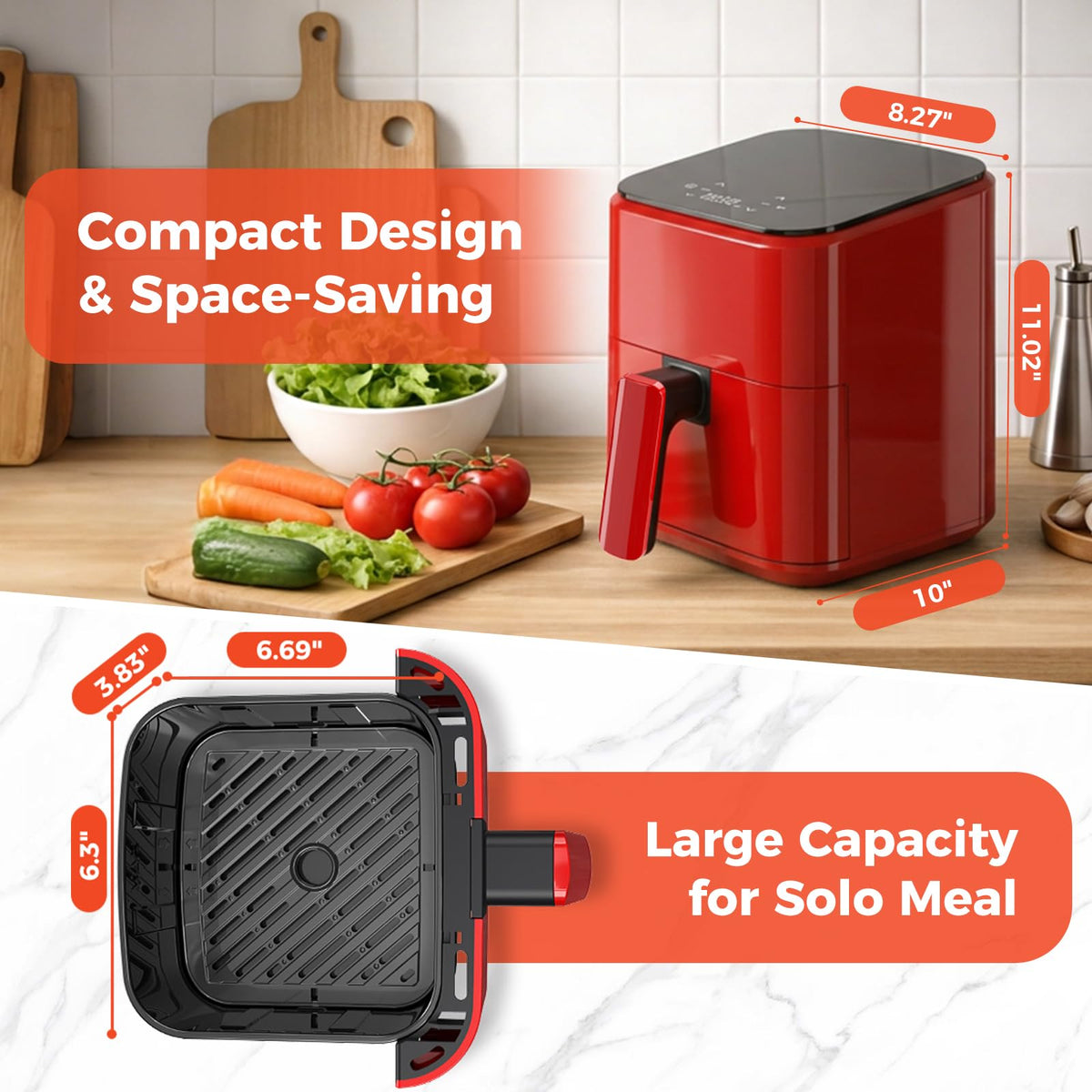 NEWBULIG Air Fryer dishwasher-safe basket simplifies cleanup after meals