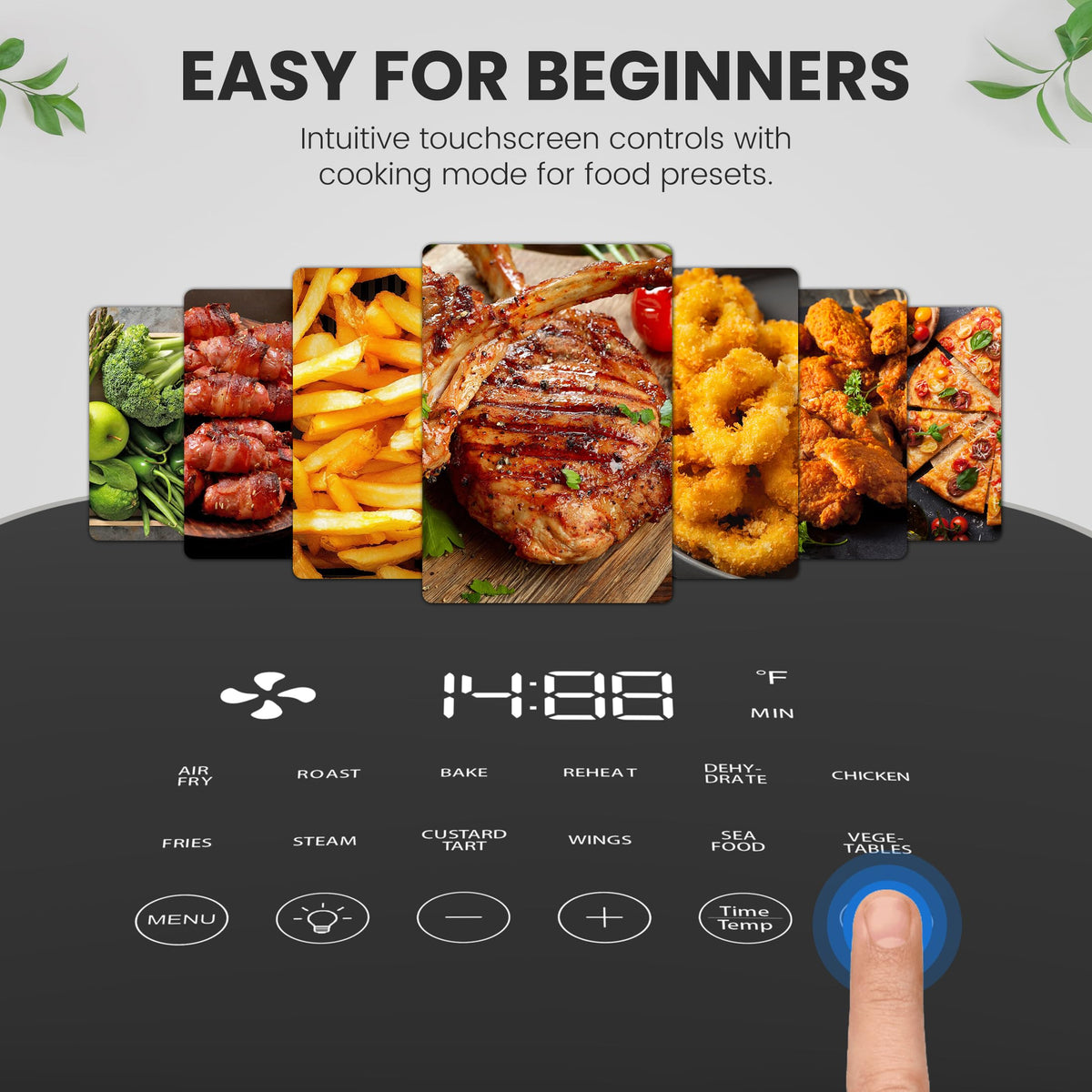 NEWBULIG Air Fryer nonstick basket is dishwasher safe for easy cleanup after meals.