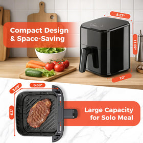 NEWBULIG air fryer nonstick basket close-up for easy cleanup and minimal sticking.