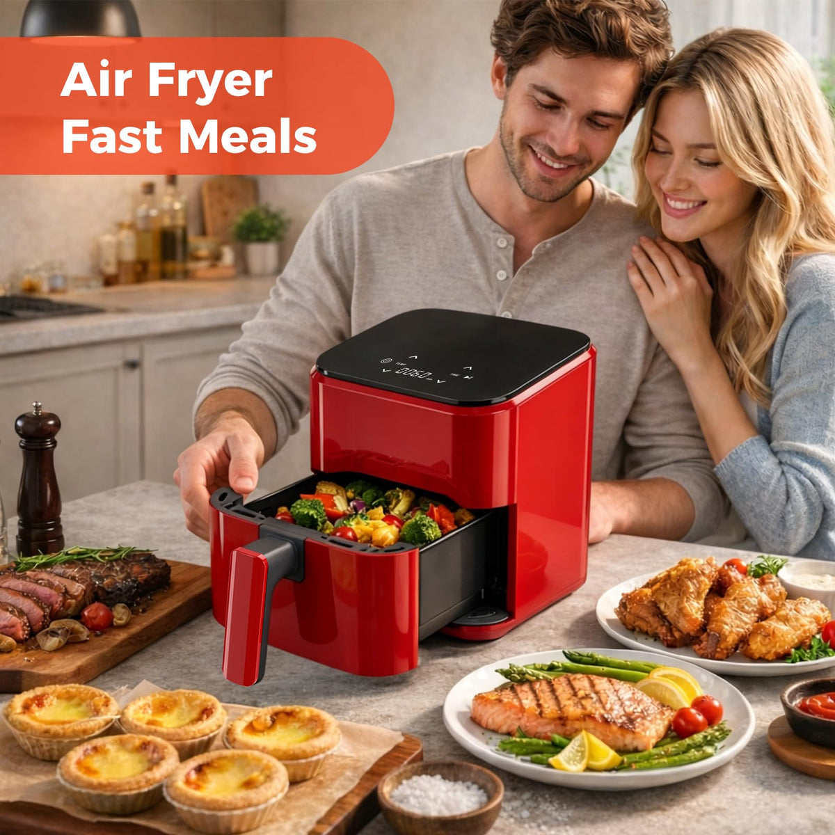 NEWBULIG Air Fryer space-saving design fits on small countertops and stores easily