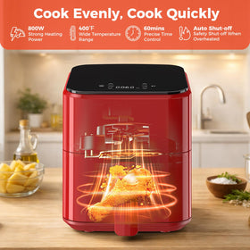 NEWBULIG Air Fryer square basket design maximizes capacity in a slim footprint