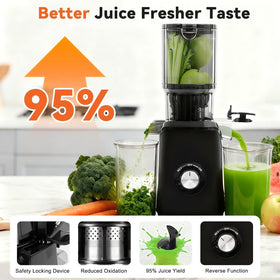 NEWBULIG Cold Press Juicer feed chute accommodates whole carrots