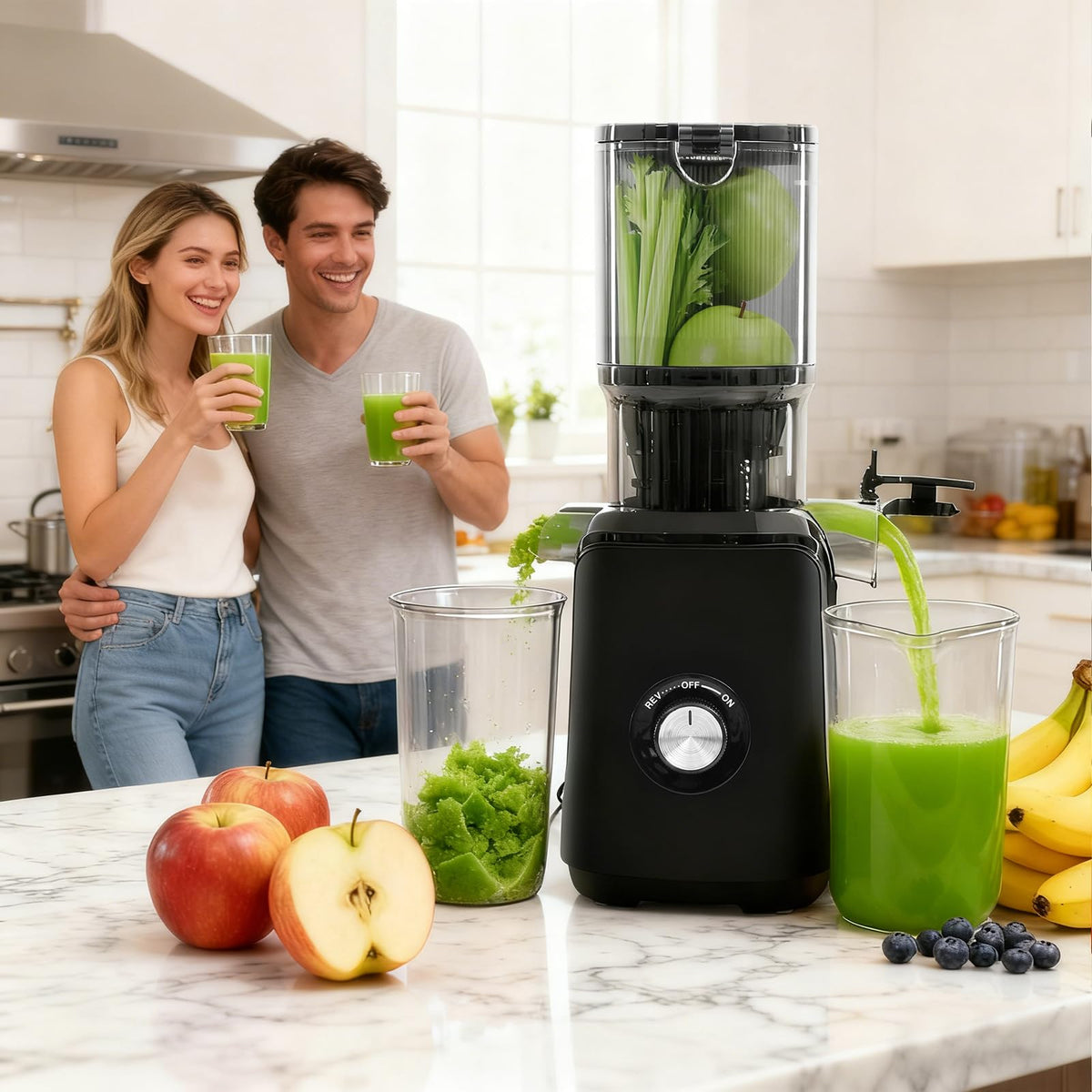 NEWBULIG Cold Press Juicer pulp-cleaning brush included for easy cleanup