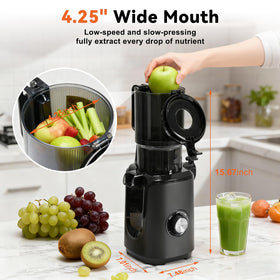 NEWBULIG Cold Press Juicer reverse function clears jams quickly