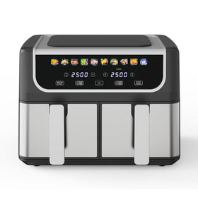 NEWBULIG Dual Air Fryer two baskets on countertop for efficient family meals