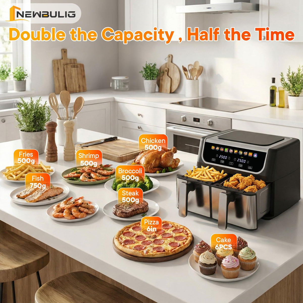 NEWBULIG Wide temperature range for roasting, baking, and dehydrating