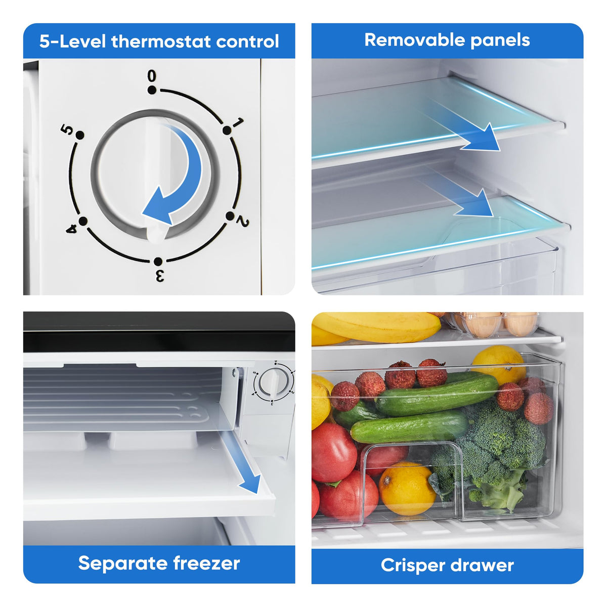 NEWBULIG dual-zone fridge-freezer keeps drinks and frozen snacks neatly separated