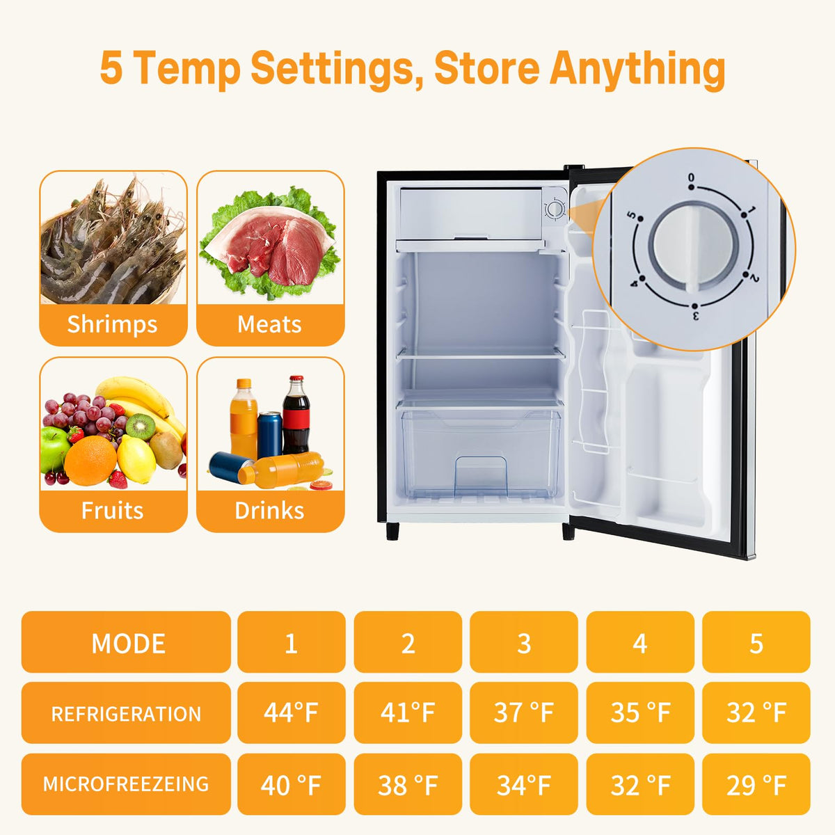NEWBULIG dual-zone interior shows separate freezer and fridge for organized cooling.