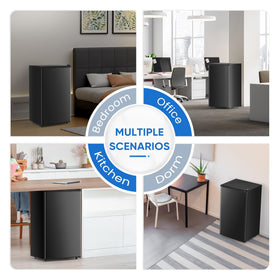 NEWBULIG mini fridge freezer compartment with 0.3 cu ft capacity.