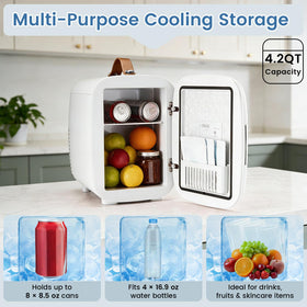NEWBULIG mini fridge with removable shelf for flexible skincare and snack organization.