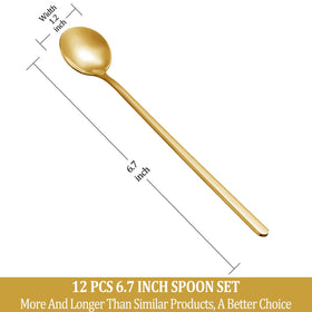 NEWDRIP gold coffee spoon closeup polished finish highlights stainless steel quality