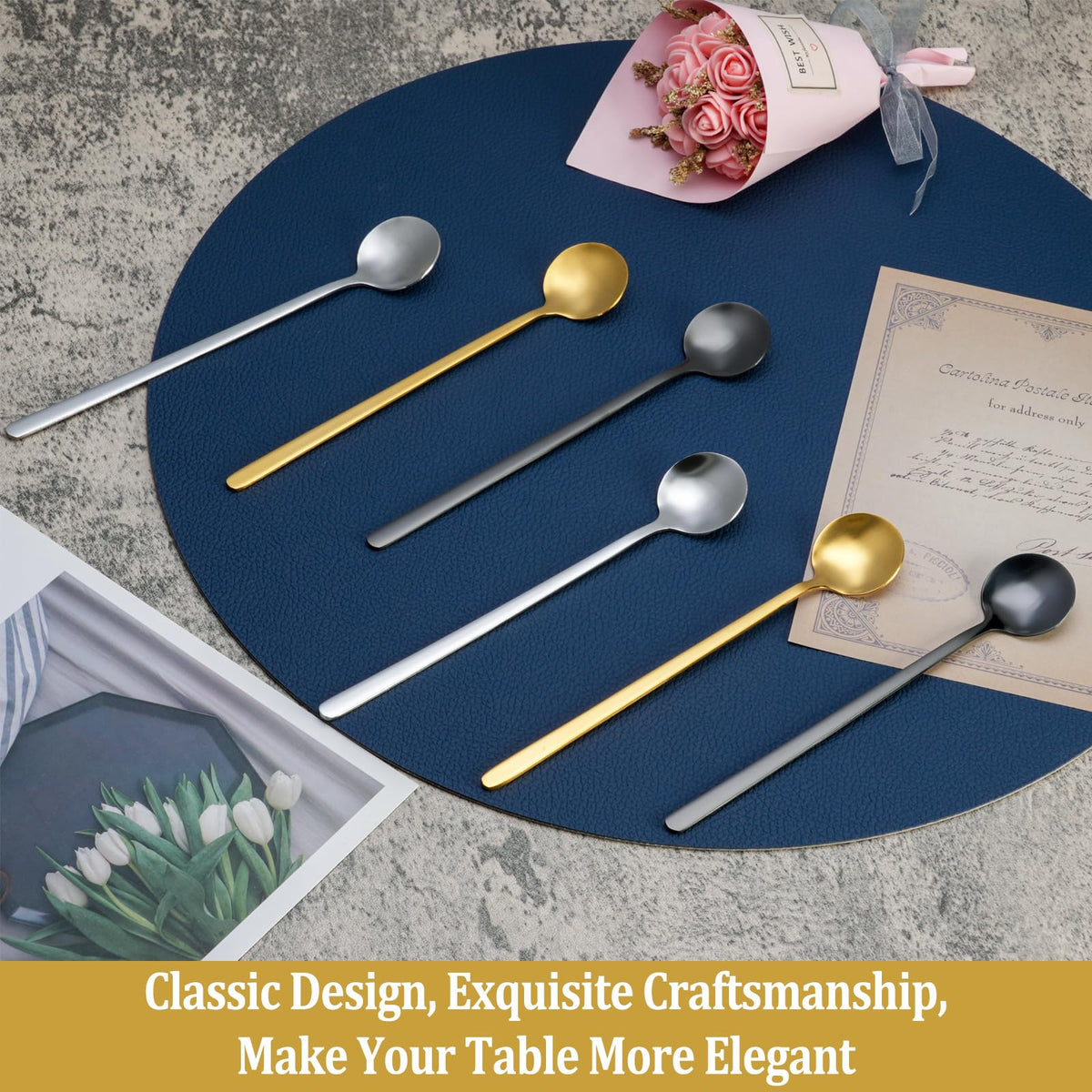 NEWDRIP elegant gold spoons on a table setting for refined dining