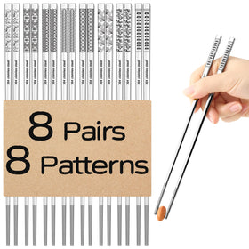 NewDrip metal chopsticks with pattern 1 provide a secure grip for easy food pickup.