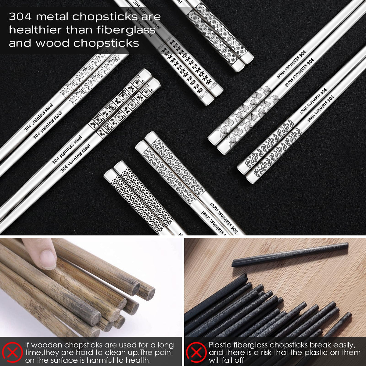 NewDrip pattern 5 chopsticks are dishwasher safe for easy cleanup.