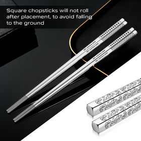 NewDrip pattern 6 18/8 stainless steel chopsticks perfect for sushi and noodles.