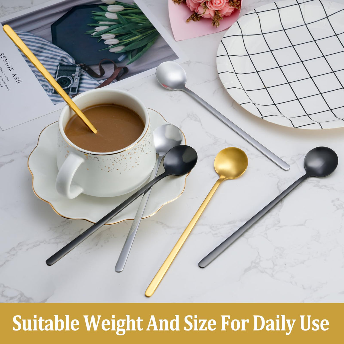NEWDRIP gold spoons for ice tea and cocktails, versatile kitchen tool