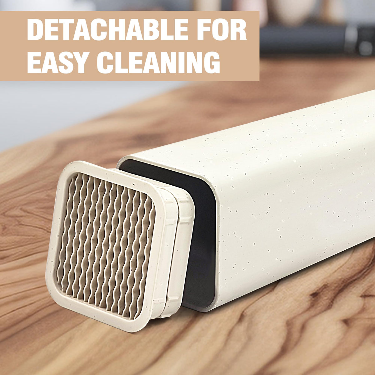NEWE knife block features four water outlets for drainage.