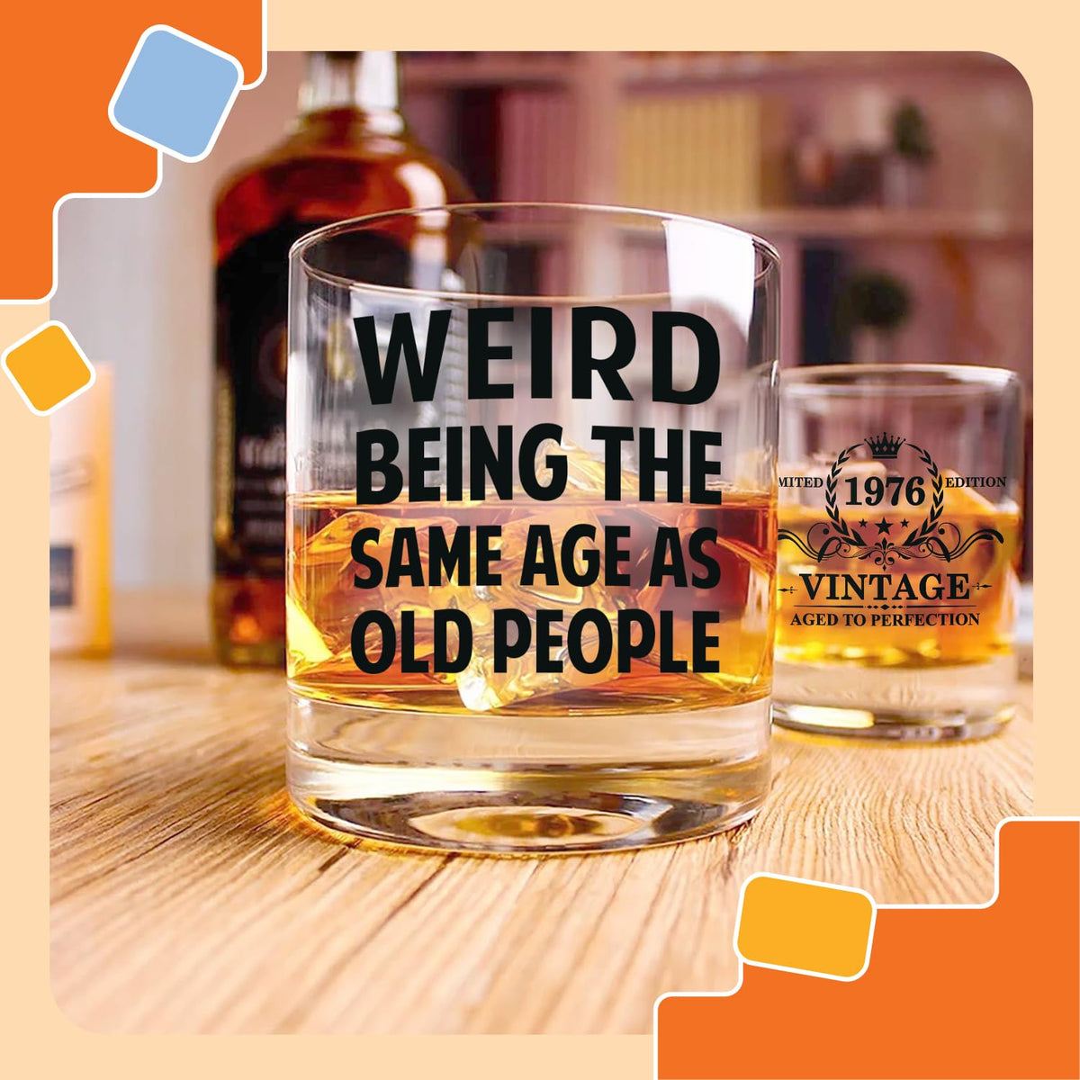 NewEleven 1976 birthday decoration whiskey glass, sturdy design for memorable celebrations
