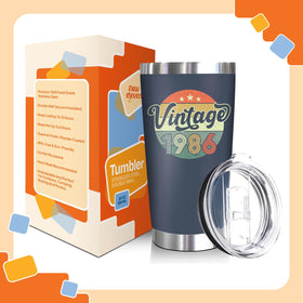 NewEleven 1986 birthday gift tumbler for hands-free sipping at gatherings.