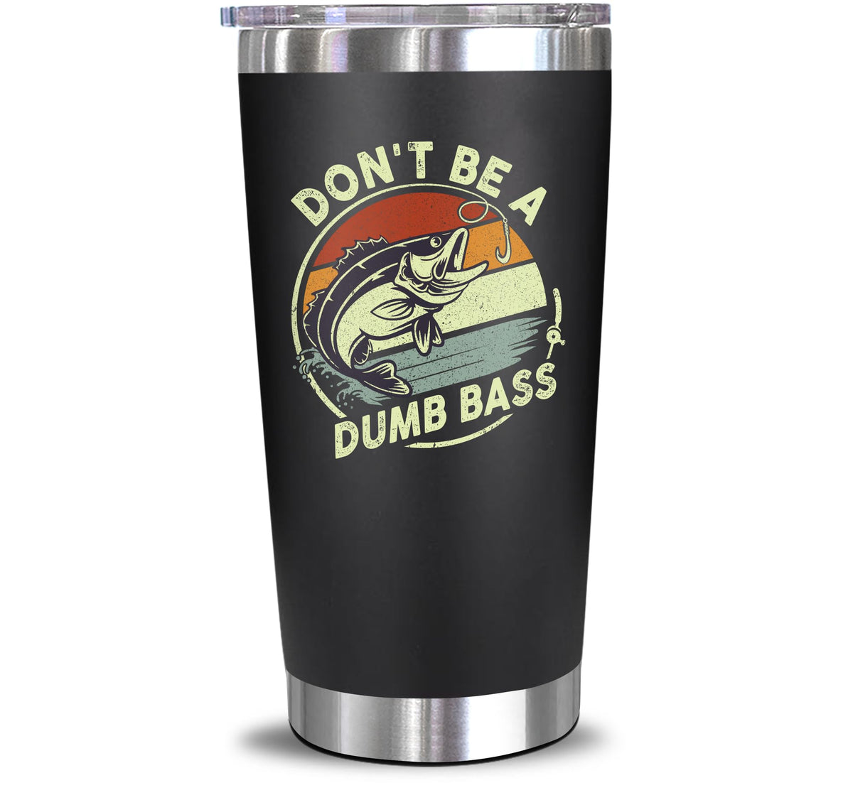 NewEleven 20 oz tumbler with dumb-bass design, ideal for fishing enthusiasts.