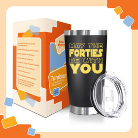 NewEleven 40th birthday tumbler with double-wall insulation preserves temperature.