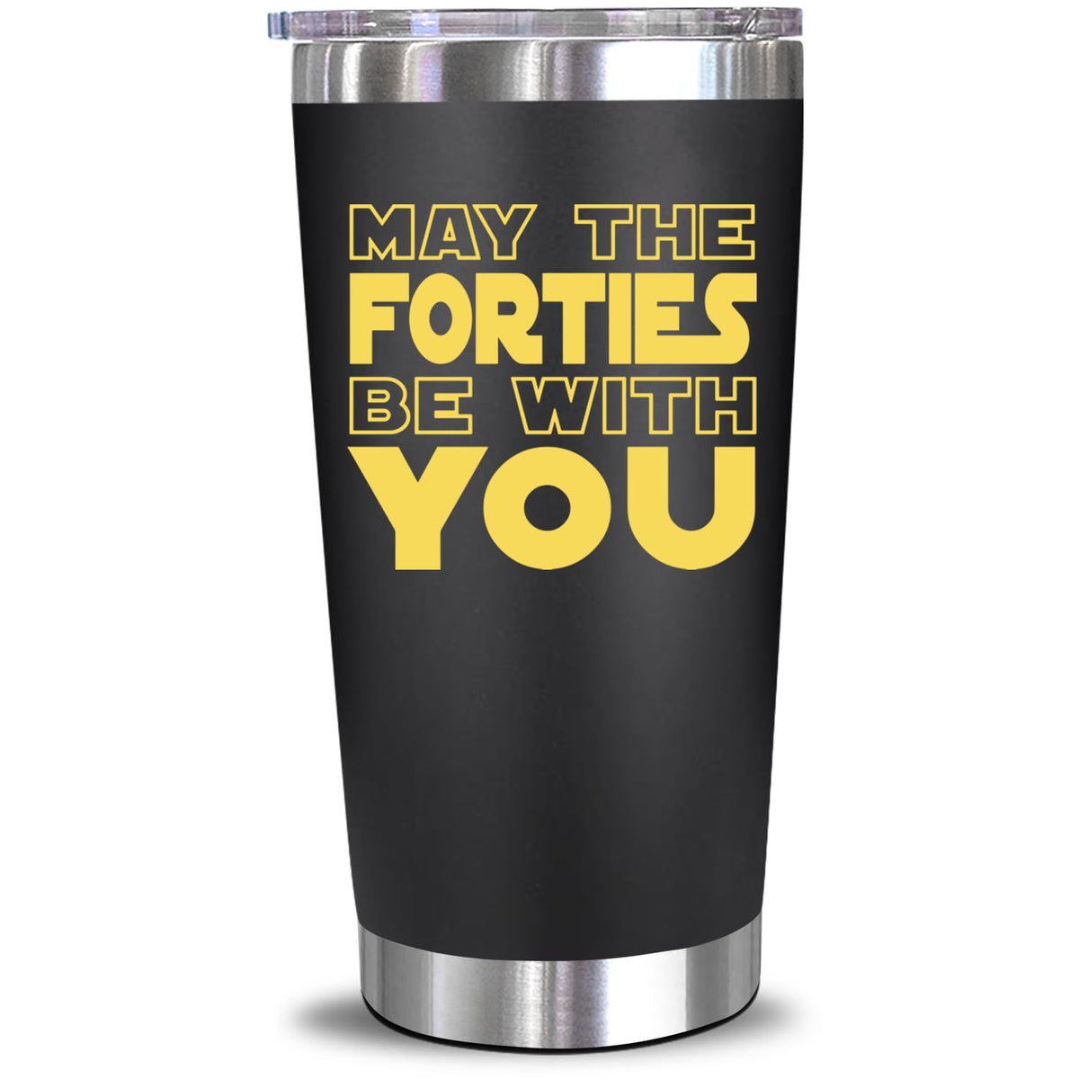 NewEleven 40th birthday tumbler with lid for on-the-go sipping.