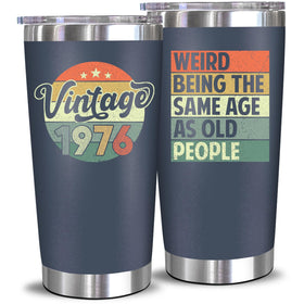 NewEleven 50th birthday tumbler front view, ideal for everyday beverages.