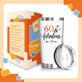 NewEleven tumbler vibrant decorations add festive color to 60th birthday party.
