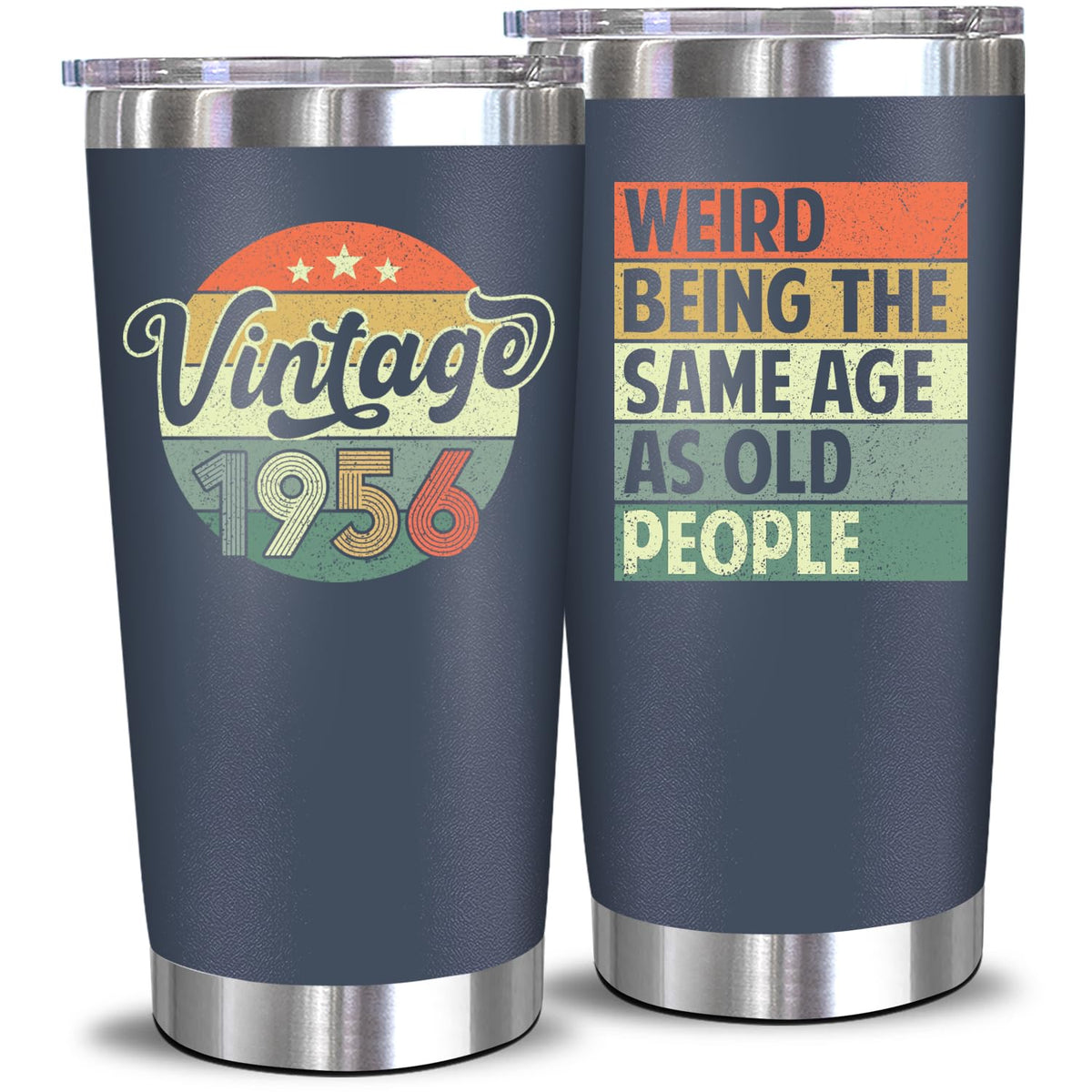 NewEleven 70th birthday tumbler with insulated walls keeps drinks at the right temperature longer.