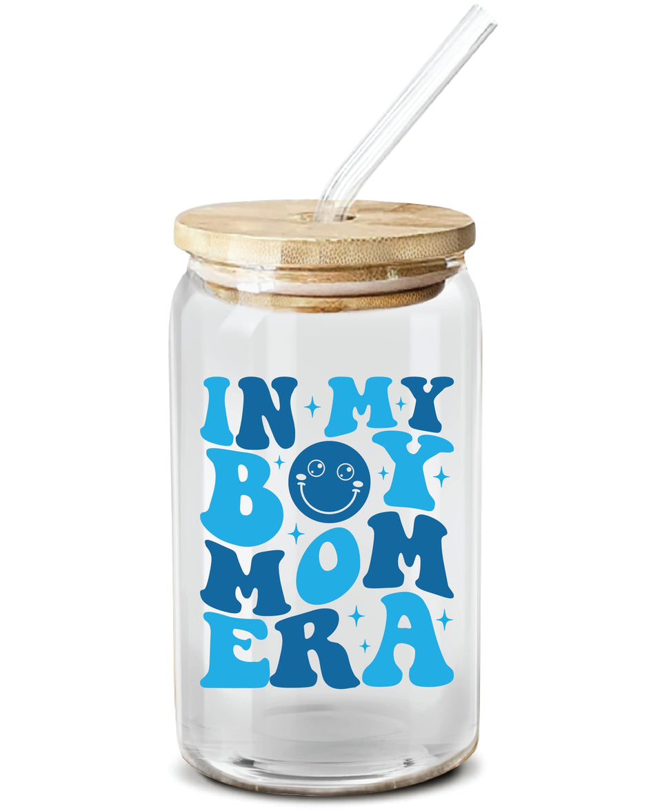 NewEleven Boy Mom Era glass ready for a cozy morning coffee routine.