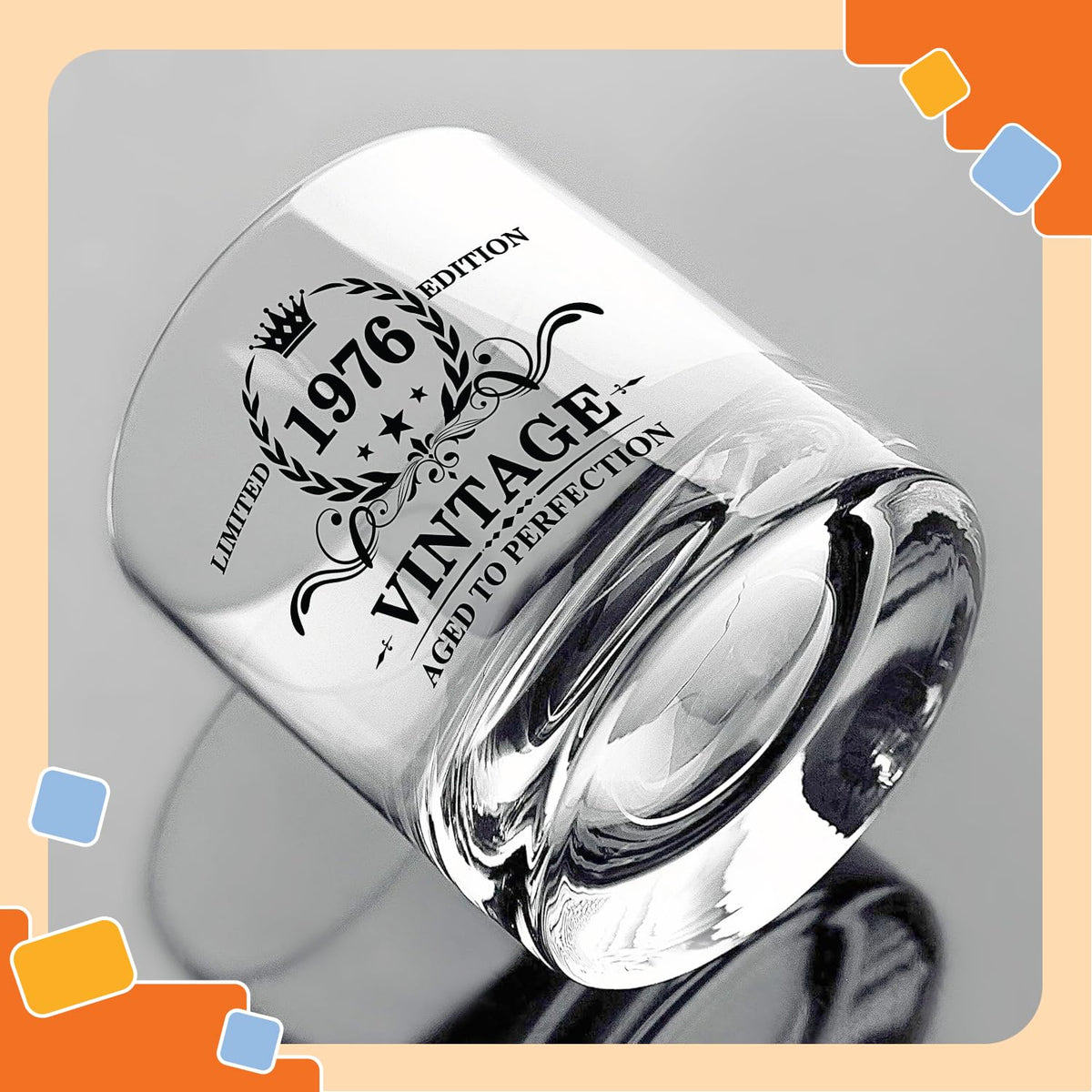 NewEleven double-sided whiskey glass, ideal gift for dad, husband, or friend