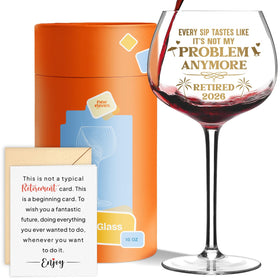 NewEleven funny retirement wine glass 16oz for celebratory moments