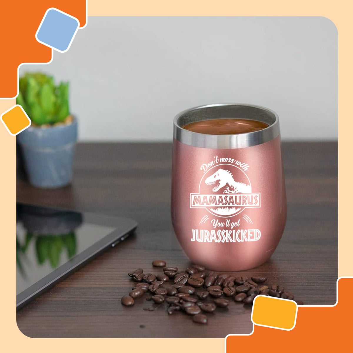 NewEleven Mamasaurus 12oz tumbler anniversary gift idea for mom