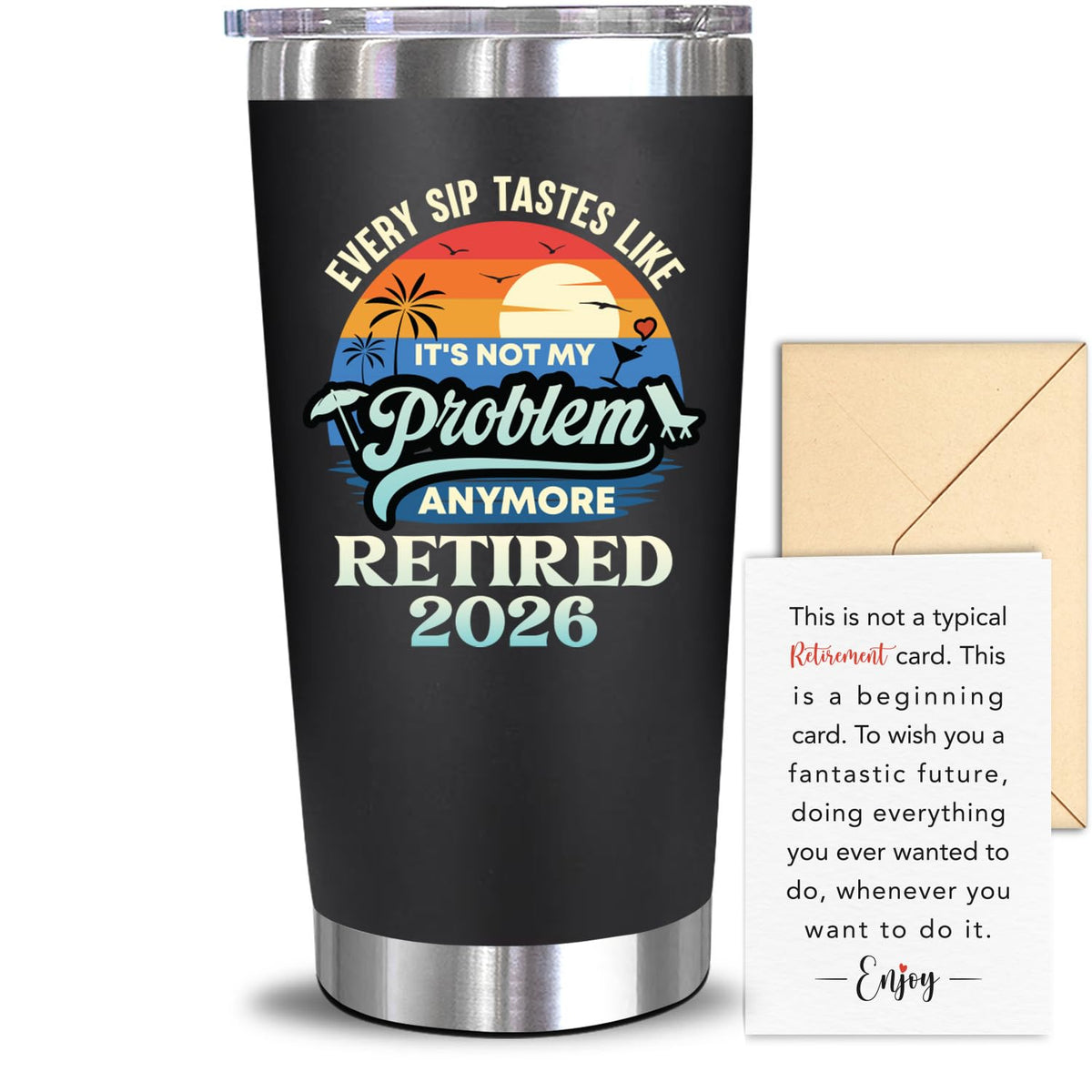 NewEleven retirement tumbler 20oz, ideal for daily coffee on the go.