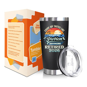 NewEleven retirement tumbler with leak-proof lid for travel.