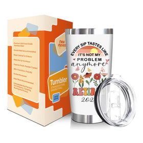 NewEleven retirement tumbler detail with funny quote for coworkers