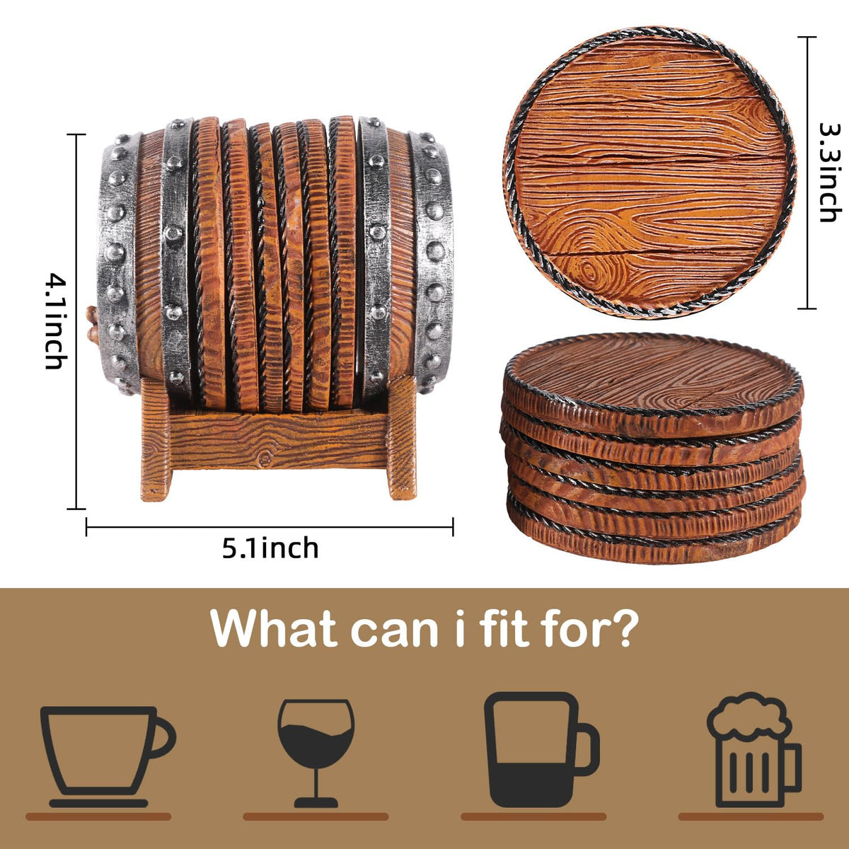 Newinhome handcrafted resin coasters feature warm tones and a durable surface.