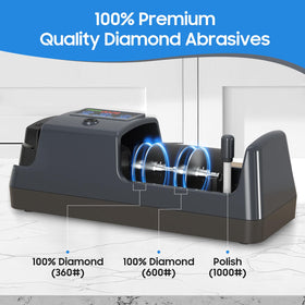 Newise 3-stage sharpening process overview shows edge restoration and polishing.