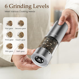 Newise grinder with external coarseness control visible for precise seasoning.
