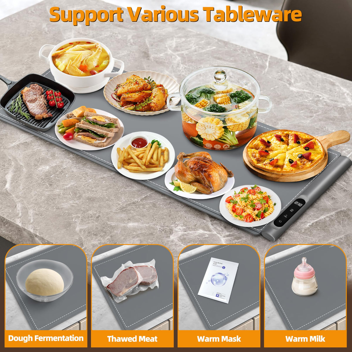 Newise Graphene Warming Mat XXL in buffet setup ready for service