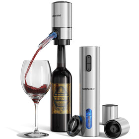 Newise electric corkscrew pouring effortlessly with a rugged stainless steel build