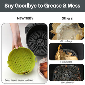 NEWITEE BPA-free silicone liner close-up highlights safe, non-stick cooking surface.